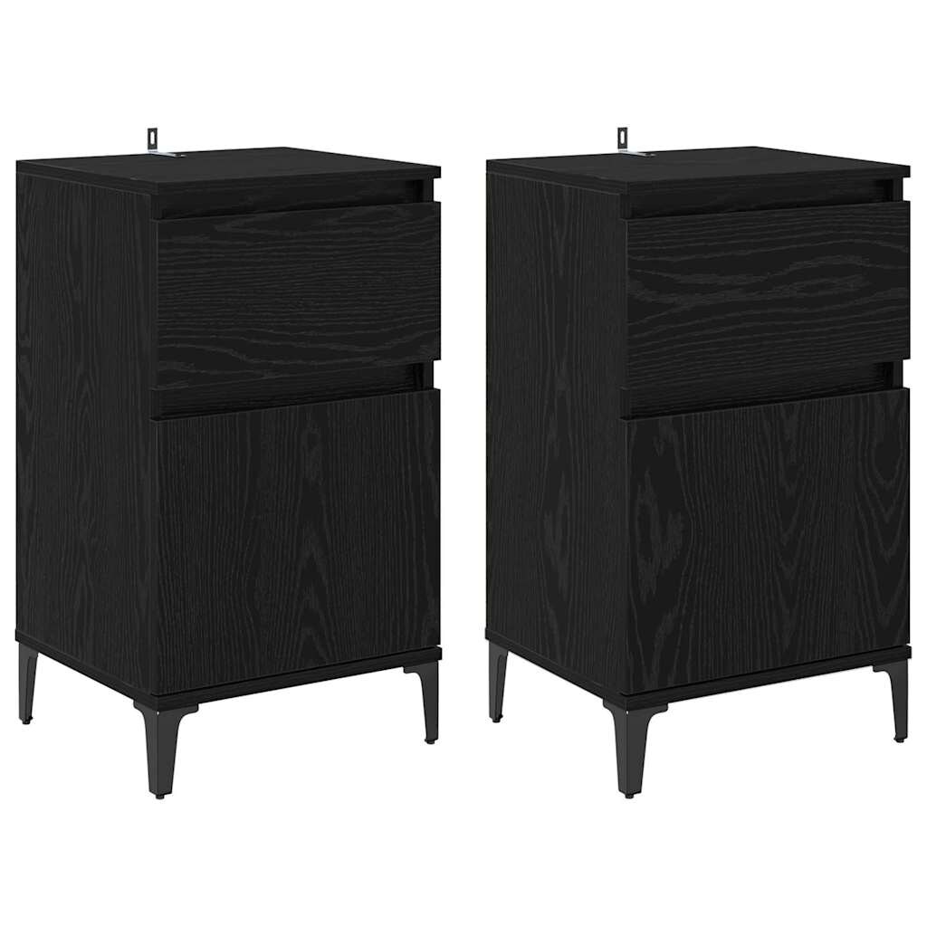 vidaXL Nachttisch 2 pcs Schwarz Eichen-Optik 40 x 35 x 70 cm