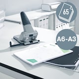 thumbnail of Leitz Extrastarker Registraturlocher aus Metall, Für 65 Blatt, Großer Locher für das Büro, Anschlagschiene mit Formatangaben, 5180