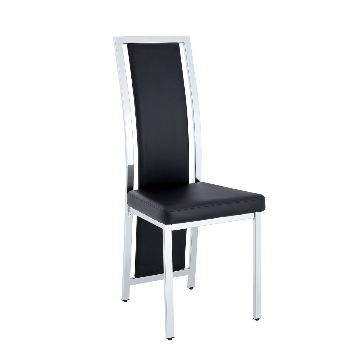 Esszimmerstühle 2er-Set Metall & PU-Leder Schwarz/Silber 109 cm, hohe Lehne