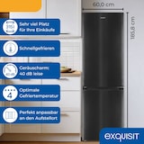 thumbnail of Exquisit Kühl-Gefrierkombination KGC5320-95-E-040C inoxlook-az | Nutzinhalt: 315 L | 4*-Gefrieren | Alarm-Funktion | 4 Glasablagen | Standgerät