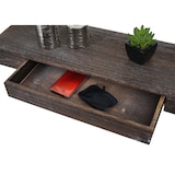 thumbnail of Wandregal HWC-H37, Schweberegal Wandboard Hängeregal Regal, Schublade Massiv-Holz 8x80x25cm ~ braun, shabby