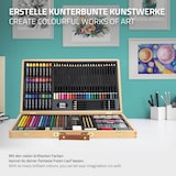 thumbnail of ECD Germany 109-tlg. Malset mit Holzkoffer, Künstler-Malkoffer mit Farbstiften, Wasserfarben, Ölpastellkreiden & Zubehör, Zeichen- & Malkasten,