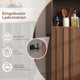 thumbnail of Merax Keukenkast 105 x 40 x 180 cm met led, stopcontacten, vitrinekast en opbergruimte, bruin houtlook