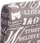 thumbnail of Décoshop26 - Barhocker hoher Barstuhl graues Schriftmuster Stoffbezug helle Holzbeine 04_0001238