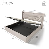 thumbnail of Polsterbett Stauraumbett Bettgestell 140x200 mit USB TypC Ladefunktion Kopfteil Stauraum Eisenrahmen Massivholzlatten stabil modern bequem beige