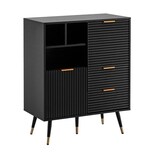 thumbnail of Sideboard 77x97x40 cm Anrichte Schwarz mit Eiche-Dekor, Kommode mit Türen und Schubladen, Kommodenschrank Flurschrank mit Regal Modern, Standschrank