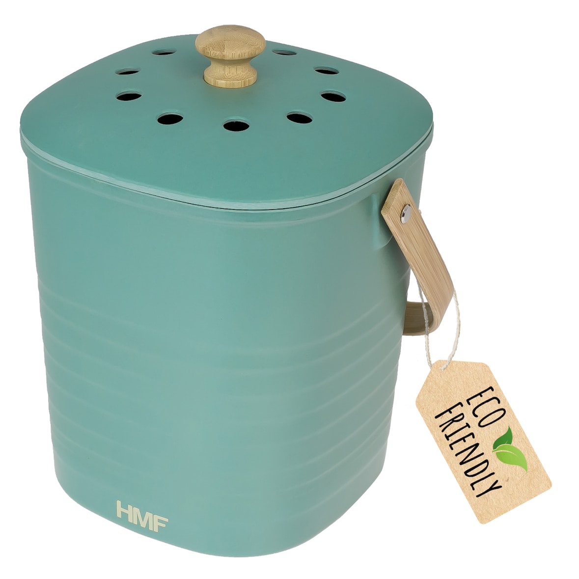 HMF Nachhaltiger Biomülleimer Küche, Geruchsdichter Komposteimer mit Deckel, 6 Liter, Grün