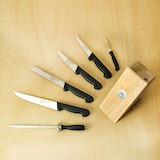 thumbnail of Juego de Cuchillos de Cocina Ultraresistentes con Soporte y Chaira Afilador (7 piezas) Royal, Forjados al Vanadio y Fabricados en Acero Inoxidable