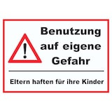 thumbnail of Benutzung auf eigene Gefahr Schild A4 Rückseite selbstklebend
