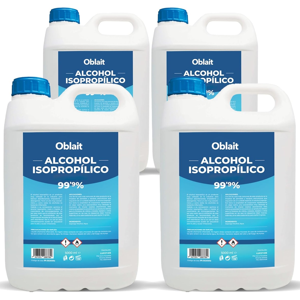 Alcohol Isopropílico 99,9% Puro 20L | Isopropanol | Limpieza de Componentes Electrónicos. Desinfección y Limpieza de Superficies