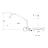 thumbnail of Torneira de cozinha profissional de parede com botão misturador de alavanca dupla - FRP-308-19