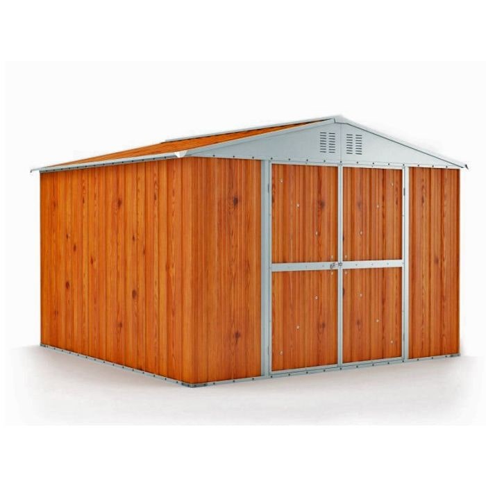 Deposito attrezzi box acciaio capanno lamiera zincata 327x269cm x h 215cm - 132 kg - 8,80mq LEGNO