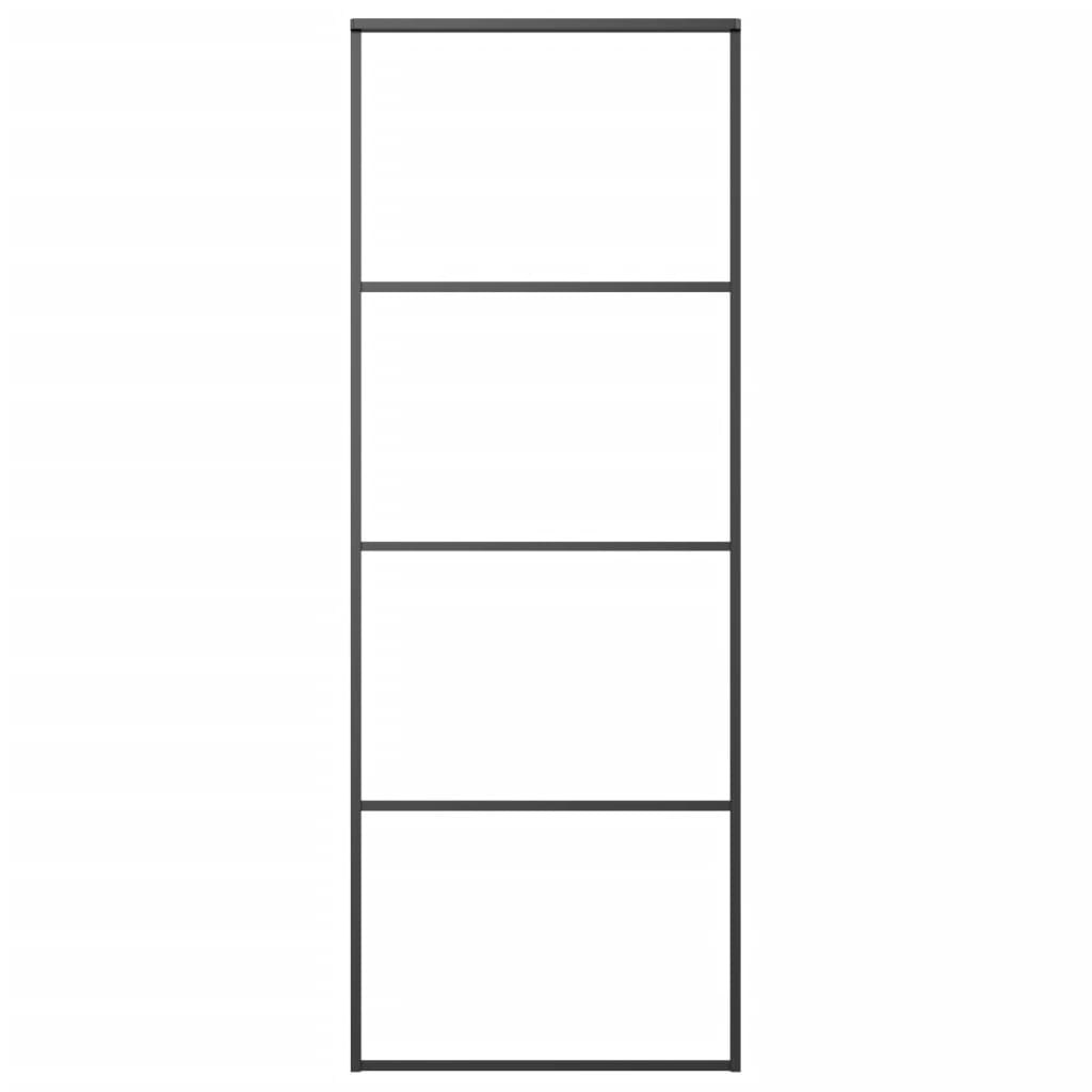 vidaXL Schiebetür Aluminium und ESG Glas 76x205 cm Schwarz