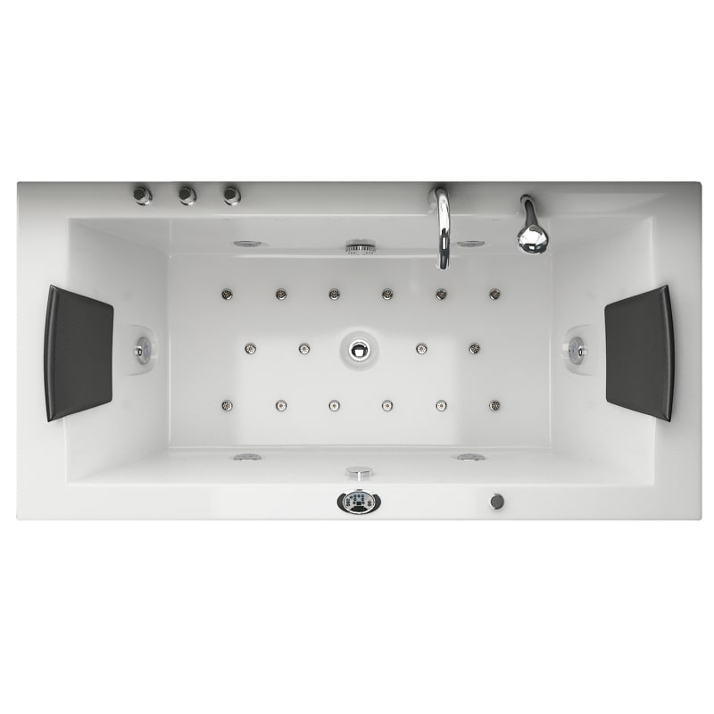 Whirlpool Badewanne Rechteck Acrylwanne Sprudelwanne Sprudelbad LED Massagebadewanne Massagewanne  Villa Eugenie Jet-Line