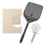 thumbnail of PizzaLover Premium Pizzastein-Set für Backofen & Gasgrill – inkl. harteloxiertem, perforiertem Pizzaschieber (30x66 cm) + XL-Pizzastein (38x30 cm)