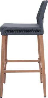 thumbnail of 2er-Set Rope-Barhocker | HxBxT 101x45x50 cm | Sitzhöhe 76cm | Anthrazit | Kissen Dunkelgrau | Outdoor Sitzpolster Seilgeflecht Metall Holz-Optik