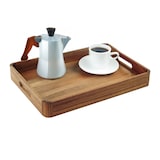 thumbnail of Relaxdays Serviertablett Akazienholz & MDF, HxBxT: 5 x 38,5 x 28,5 cm, Essenstablett mit Griffen, hoher Rand, natur
