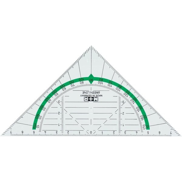 Geodreieck 16 cm Green Line, glasklar, grün hinterlegt