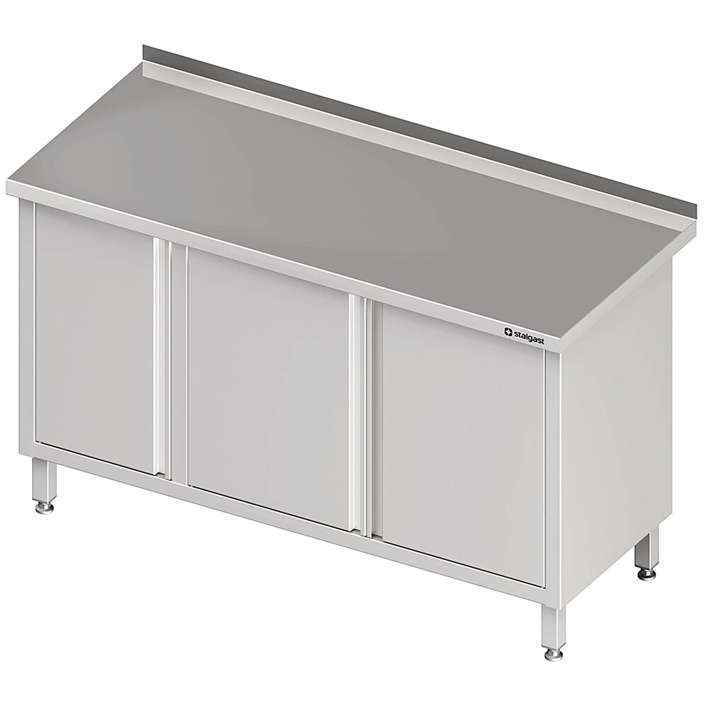 Stalgast Edelstahl Arbeitsschrank mit Flügeltüren, 1500x700x850 mm, mit Aufkantung, verschweißt