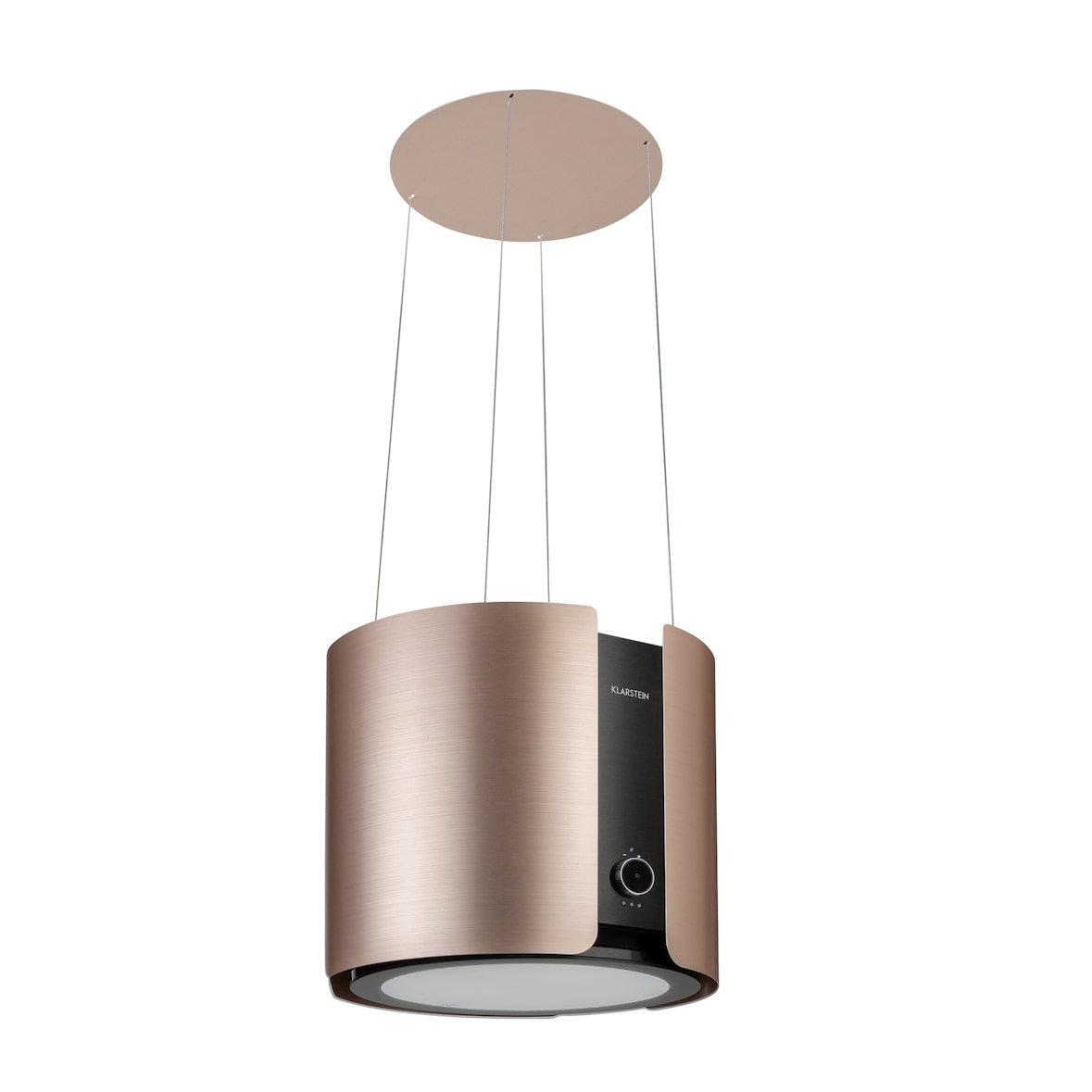 Klarstein Skyfall Inselabzugshaube Ø45cm Umluft 402m³/h LED Nickel-Metallic