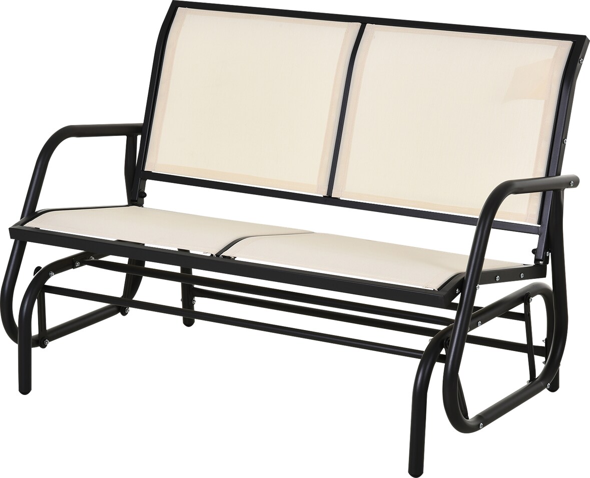 Outsunny Banco Balancín de 2 Plazas Silla Mecedora de Jardín Tubo de Metal y Tela Texteline Transpirable para Exterior Carga Máx. 200 kg 120x70x85 cm
