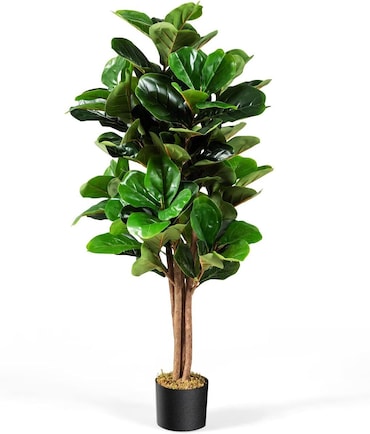 COSTWAY Planta Artificial 120 cm, Árbol de Higo Artificial, Árbol Artificial con Maceta, Planta Decorativa para Interiores, Verde