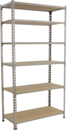 thumbnail of SimonRack Estantería Metálica, 2500x900x500 mm, 6 Alturas, Bandeja Madera, 150 kg de Punto Flexión, Galva/Madera - Maderclick