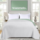 thumbnail of Tagesdecke 220x240 OEKO-TEX - grün hellgrau Microfaser-Bezug wattiert gesteppt Wende-Design XXL Sofa Couch Bett Bettüberwurf