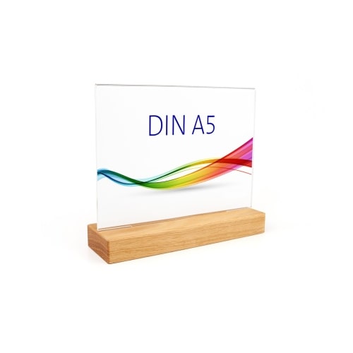 Tischaufsteller »Eiche« DIN A5 quer, Holz+Acrylglas