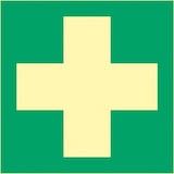 thumbnail of Schild Erste Hilfe, ISO 7010, Alu, langnachleuchtend, 160-mcd, 200x200 mm