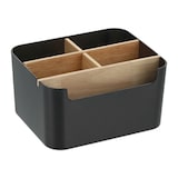 thumbnail of Relaxdays Schreibtisch Organizer, 5 Fächer, Kunststoff und Holz, Badorganizer, modern, HxBxT: 9,5 x 18 x 15 cm, schwarz