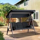 thumbnail of Outsunny columpio de jardín exterior de 3 plazas con toldo ajustable bandejas laterales y 2 almohadas carga 360 kg 208x121x172 cm negro