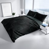 thumbnail of 4 tlg. Baumwolle Bettwäsche 155x200 cm Schwarz Petrol Punkte Wendeseite mit Reißverschluss