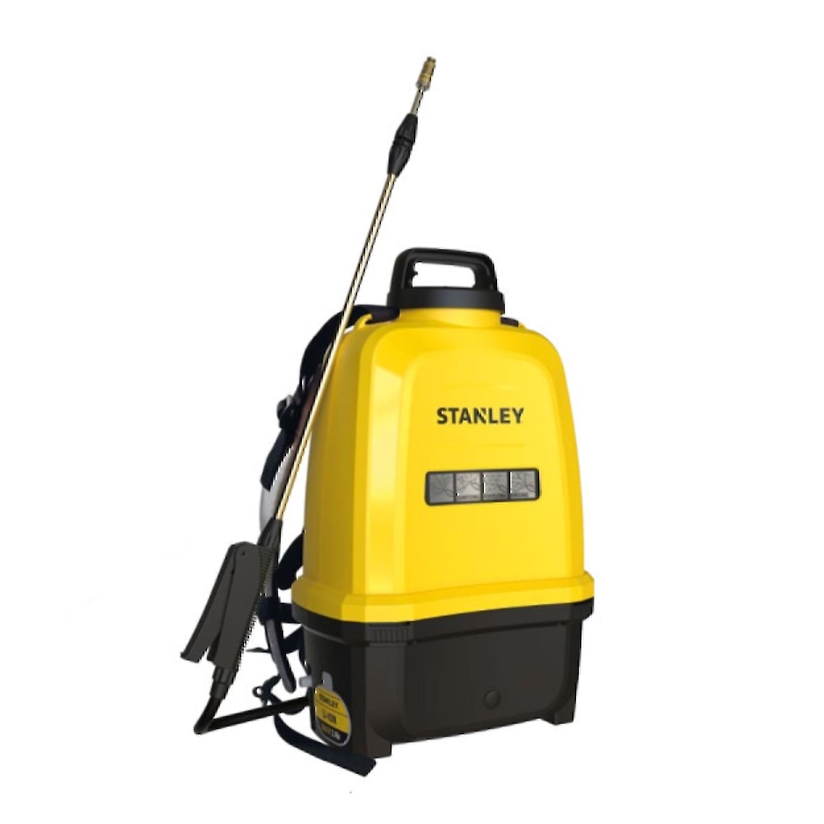 Stanley SXSPBS16E, pulverizador mochila 16l, 5 bar ajustable, 0.6 l/min, lanza 55-100 cm, indicador de carga LED