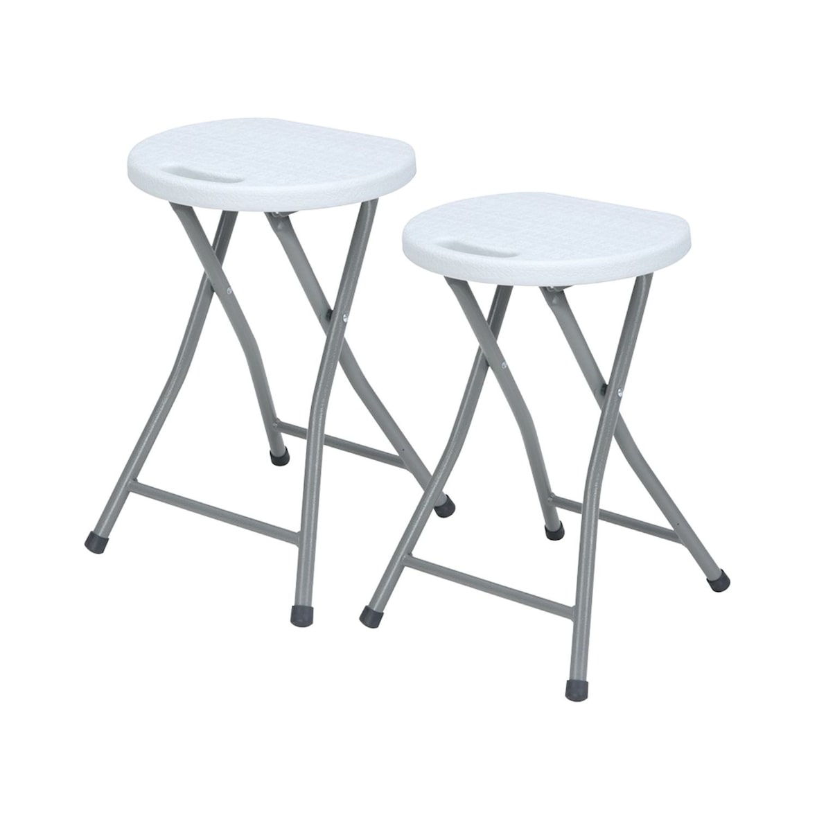 Pack 2 Witte Opvouwbare Krukken van Hars en Staal 31x45cm Wit 7house