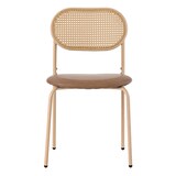 thumbnail of Esszimmerstuhl 4er Set 80x48x46 cm Rattan Rückenlehne PU Sitz Braun mit Metallbeinen ergonomischer Komfort pflegeleichtes Design