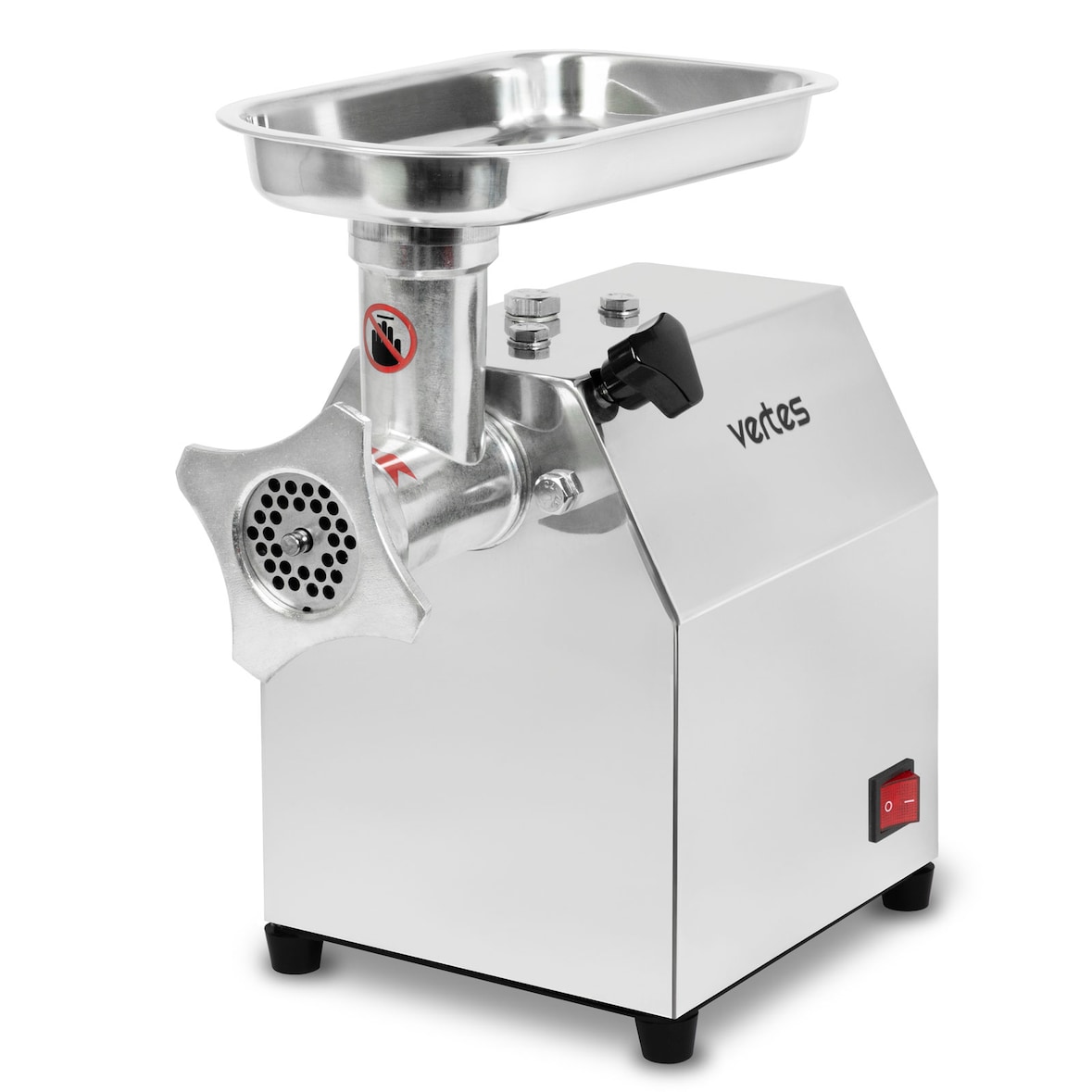 VERTES Fleischwolf Fleischmaschine Faschiermaschine Elektrisch, Edelstahl, 250W, 75 kg/h, Größe 8, Professionell f. Gastro, 2 Einfüllschalen