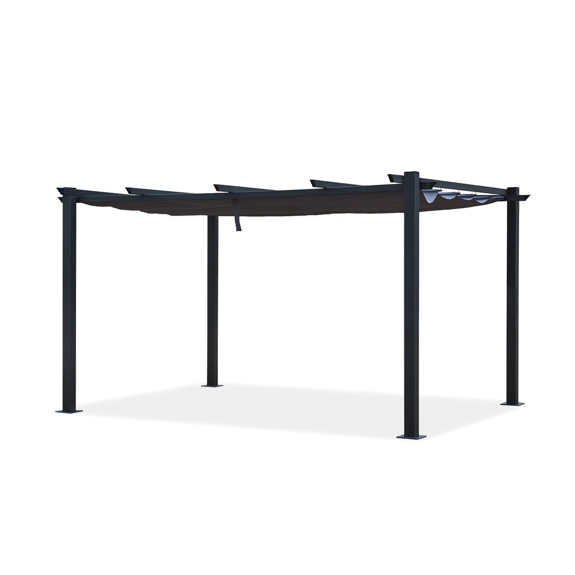 Tonnelle/Pergola aluminium 3x4m toile coulissante rétractable - GrisOHIO XL