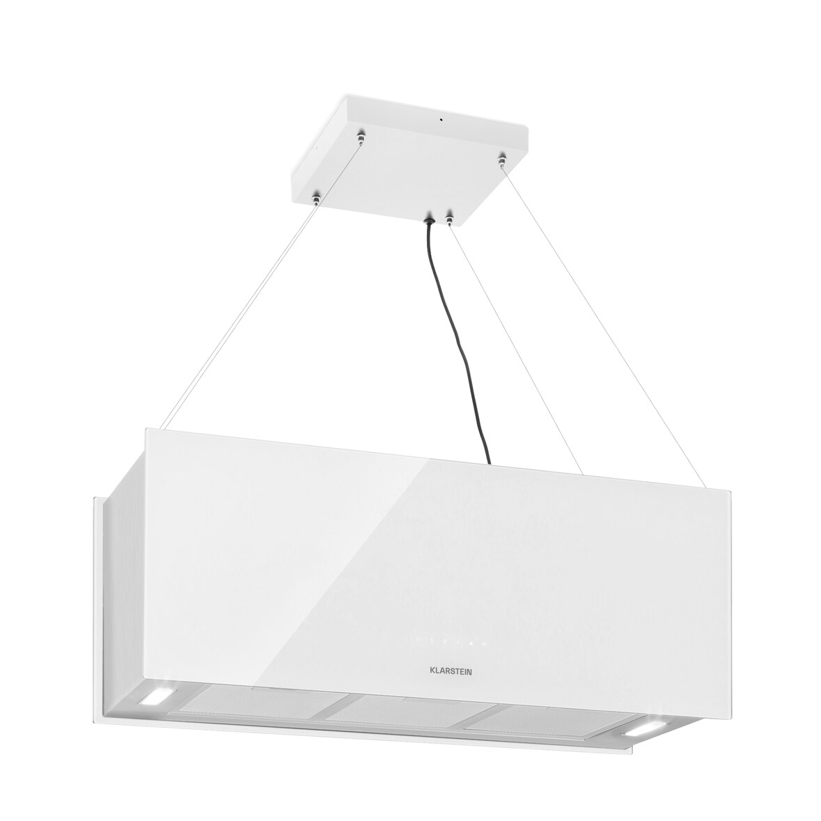 Klarstein Kronleuchter XL Inselabzugshaube 90cm Umluft 590m³/h LED Touch weiß Weiß