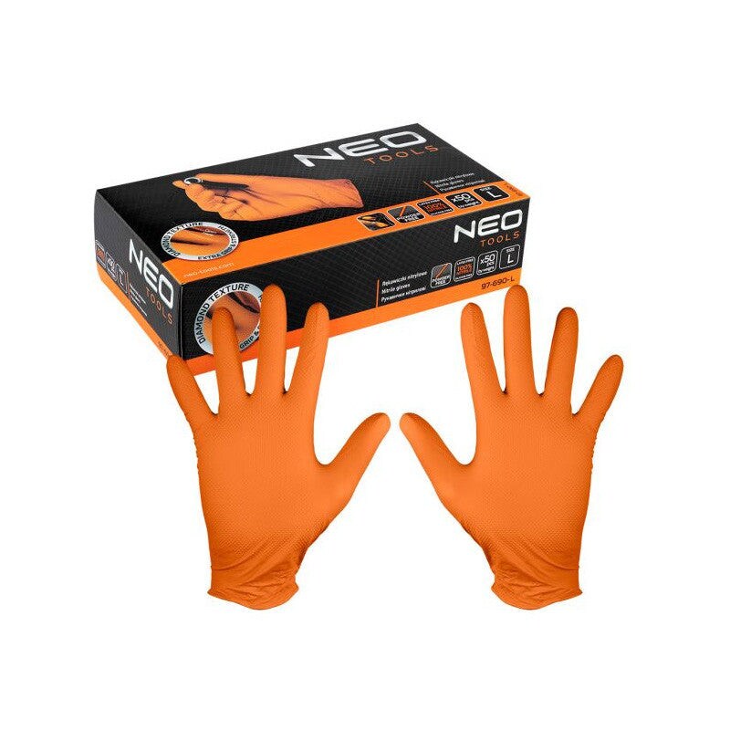 Boite De 50 Gants Nitrile Perforés Oranges Neotools/taille:m