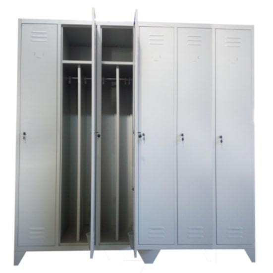 Armadio spogliatoio sporco pulito con tramezzo a 6 posti dim.cm. 180x50x180h MONTATO