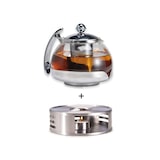 thumbnail of Teekanne Glas mit Edelstahl Stövchen Tee Set Teewärmer Teebereiter ca. 1,2 Liter
