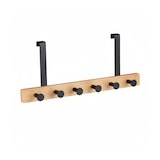thumbnail of Relaxdays Türgarderobe, 6 Haken, Hakenleiste zum Einhängen, für 2 cm Tür, Bambus & Metall, Kleiderhaken, natur/schwarz