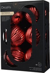 thumbnail of 6 Weihnachtskugeln Kunststoff 8cm bruchsicher geriffelte Christbaumkugeln Rillen Weihnachtsbaumkugeln Christbaumschmuck Weihnachtsbaumschmuck Rot