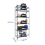 thumbnail of SimonRack Metallregal, 2500x1100x500 mm, 6 Ebenen, Metallboden, 200 kg Biegepunkt, Anthrazit/Verzinkt - Simonclick