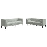 thumbnail of vidaXL 2-tlg. Chesterfield-Sofa-Set mit Nackenrollen Hellgrau Samt