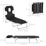 thumbnail of Tumbona Reclinable y Plegable de Jardín con Orificio de Lectura Reposacabezas y Respaldo Ajustable en 5 Niveles para Playa 182x56x28 cm