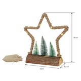 thumbnail of ECD Germany LED-Jute-Stern 33x9,5x30 cm mit 30 warmweißen LEDs, Deko Weihnachtsstern aus Seil mit 3 Tannen & Jutesäckchen, batteriebetrieben mit