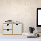thumbnail of Relaxdays Schubladenbox, Bambus & MDF, Mini Kommode 3 Schubladen, HBT: 14,5x25x20 cm, Schreibtisch Organizer, natur/weiß