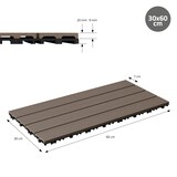 thumbnail of ECD Germany – WPC Terrassenfliesen – 60x30 cm Dunkelbraun 3m² | geriffelt, Holzoptik, Klicksystem mit Drainage
